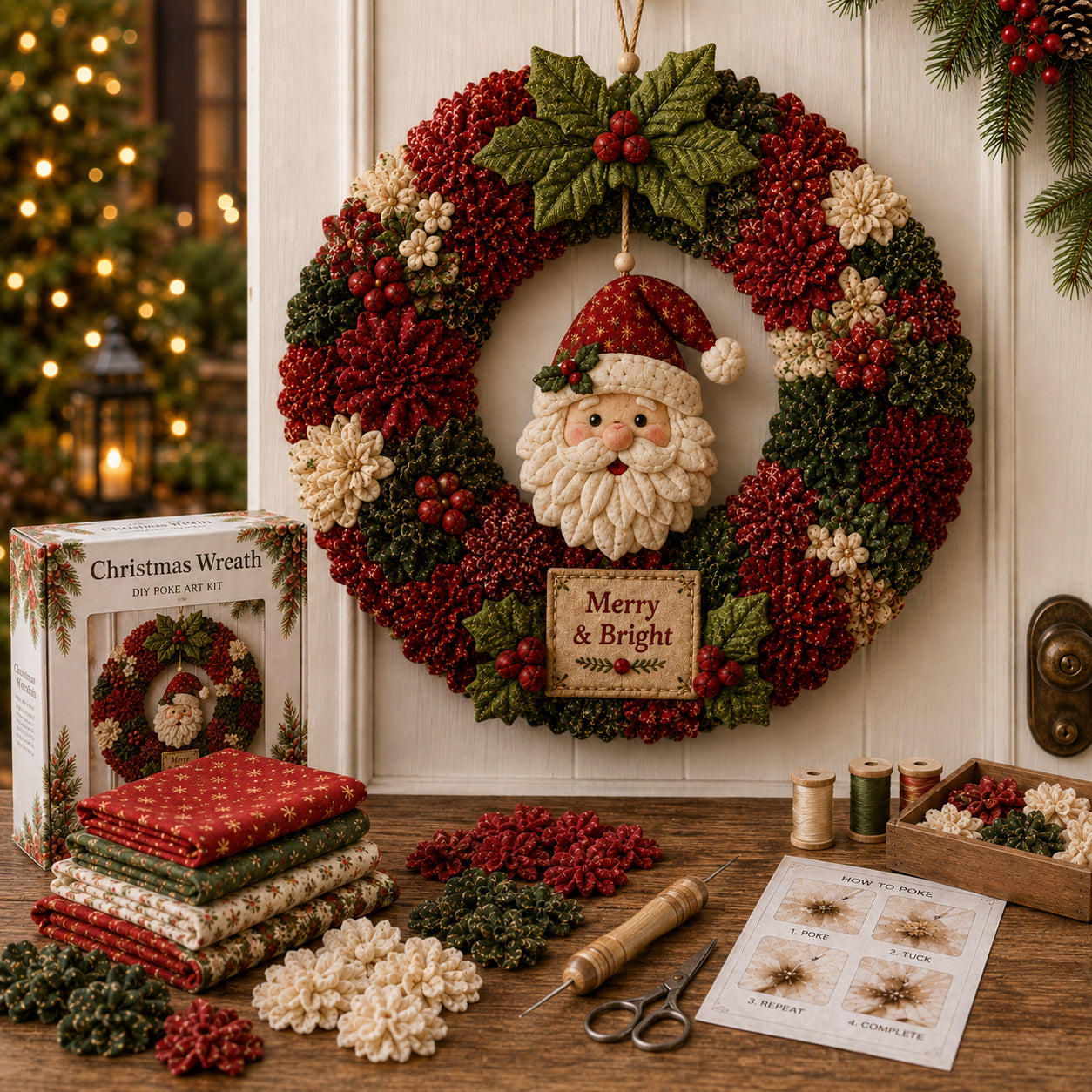 🔥50% Off Last Day🔥🎄 3D Fabric Poke Wreath DIY Kit