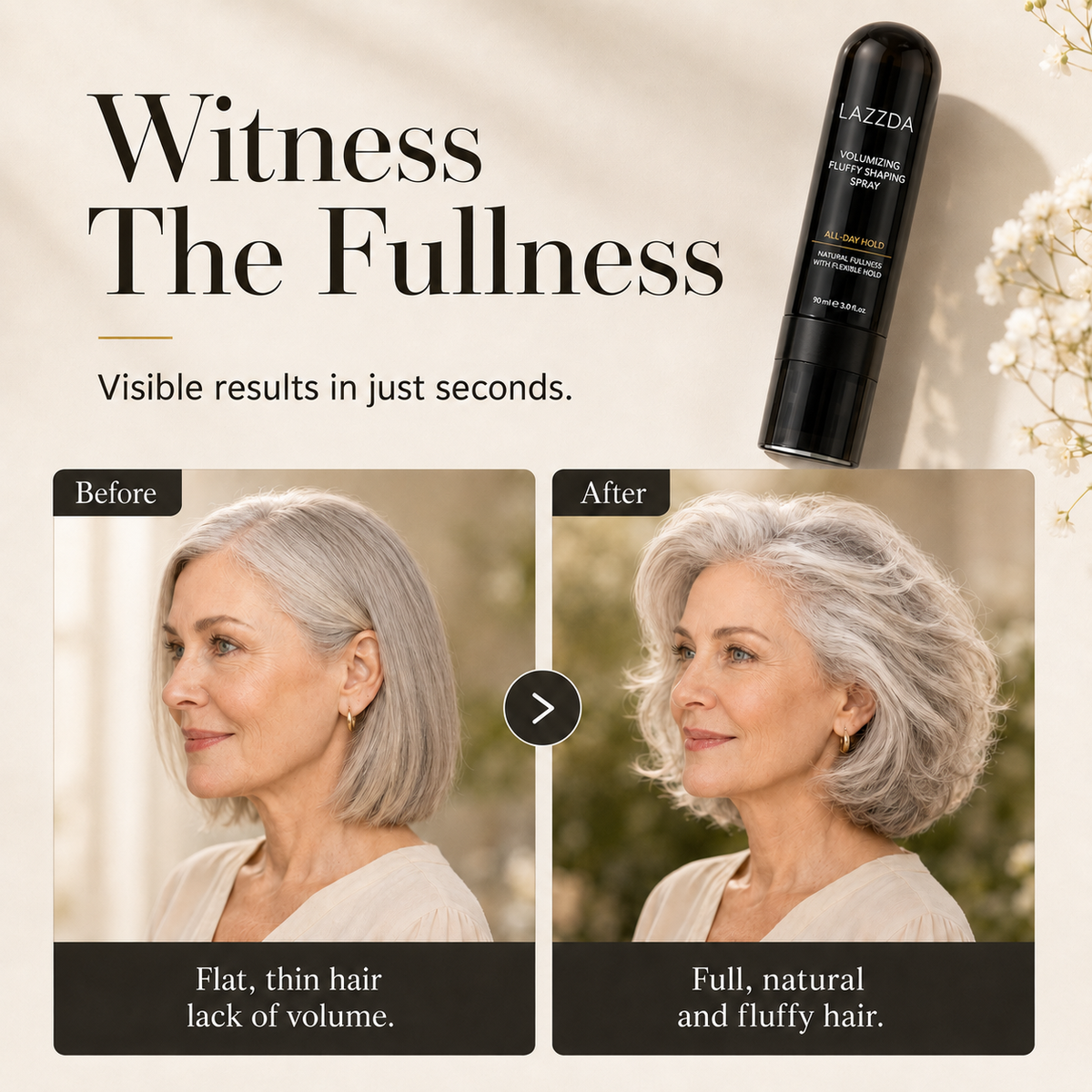 Fluffy Hair Volumizing Spray – Long-Lasting Lift with Peach Scent